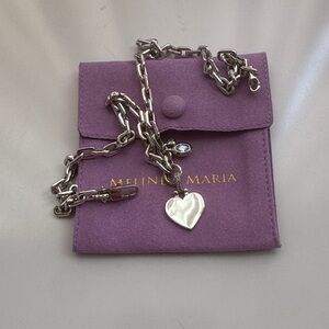 Melinda Maria Silver Heart Necklace With Charm